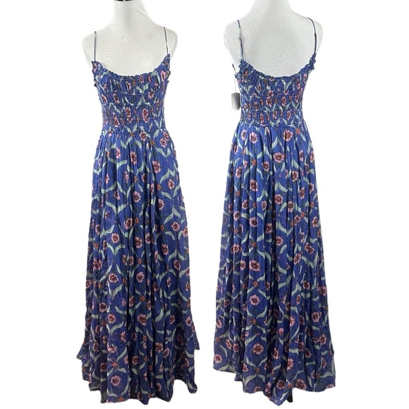 Free People FP One Ciella Maxi Dress Blue Small NWT Bohemian Fairy Floral Spring - Picture 12 of 17